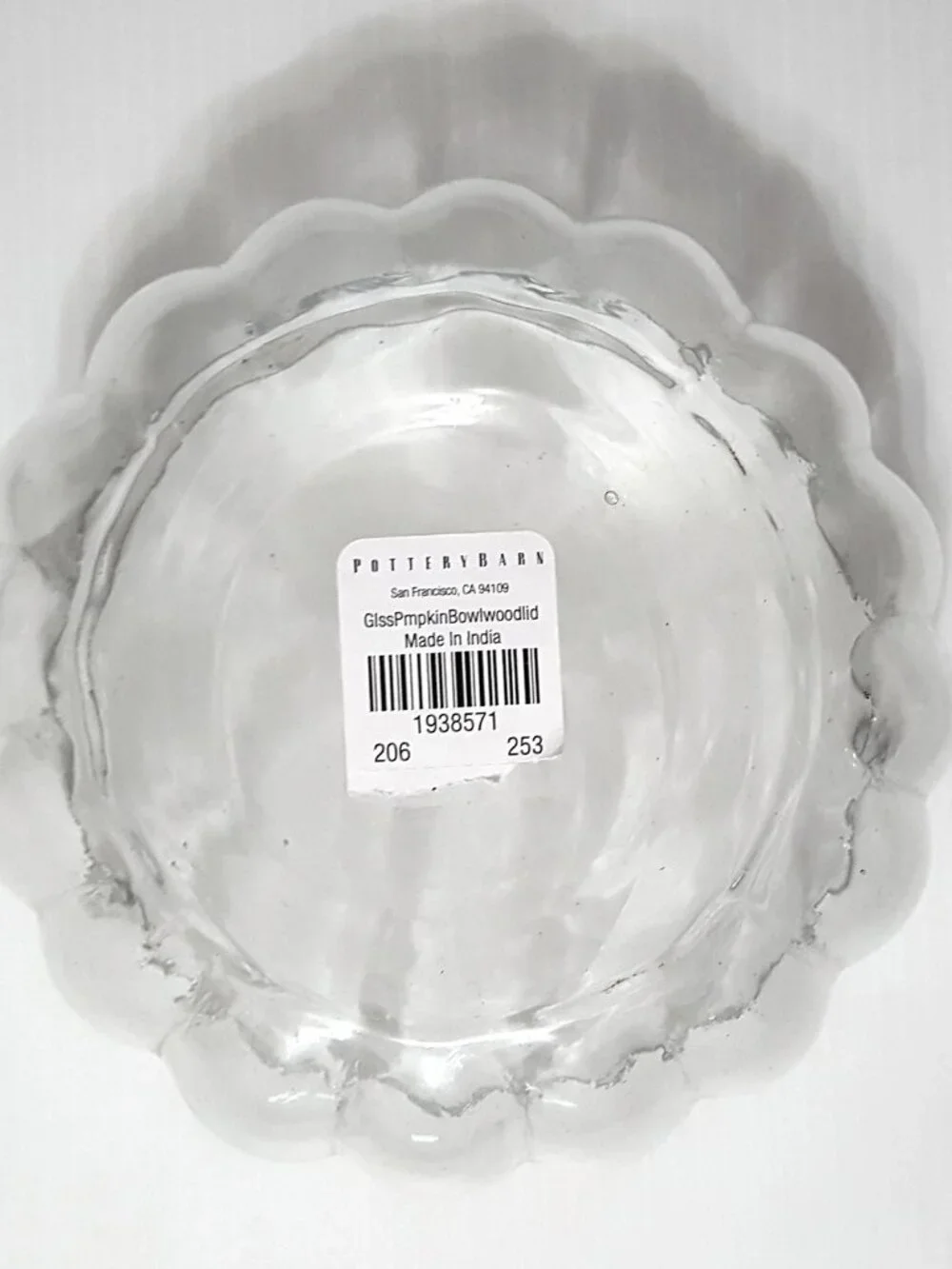 Pottery Barn Pumpkin Shaped Glass Bowl W/ Lid 5